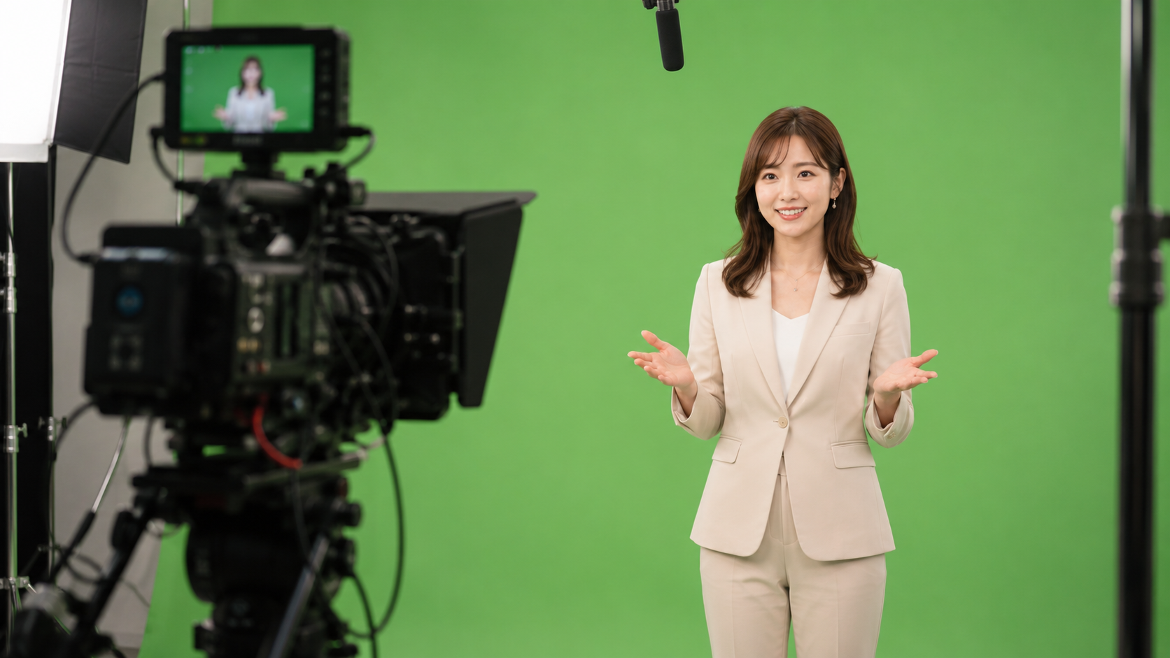 企業VPやオウンドメディアの撮影に出演するアナウンサー