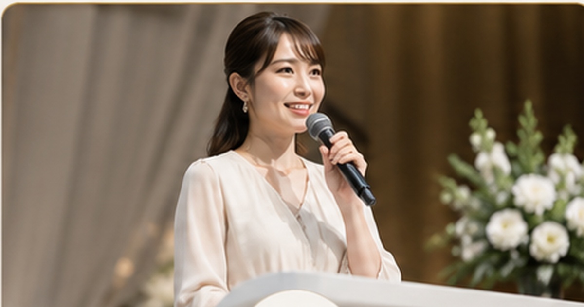 企業イベントで司会を務めるアナウンサー